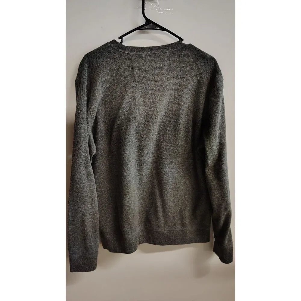 Banana Republic Men's Heather Grey Cotton Blend Crewneck Long Sleeve Top | Size